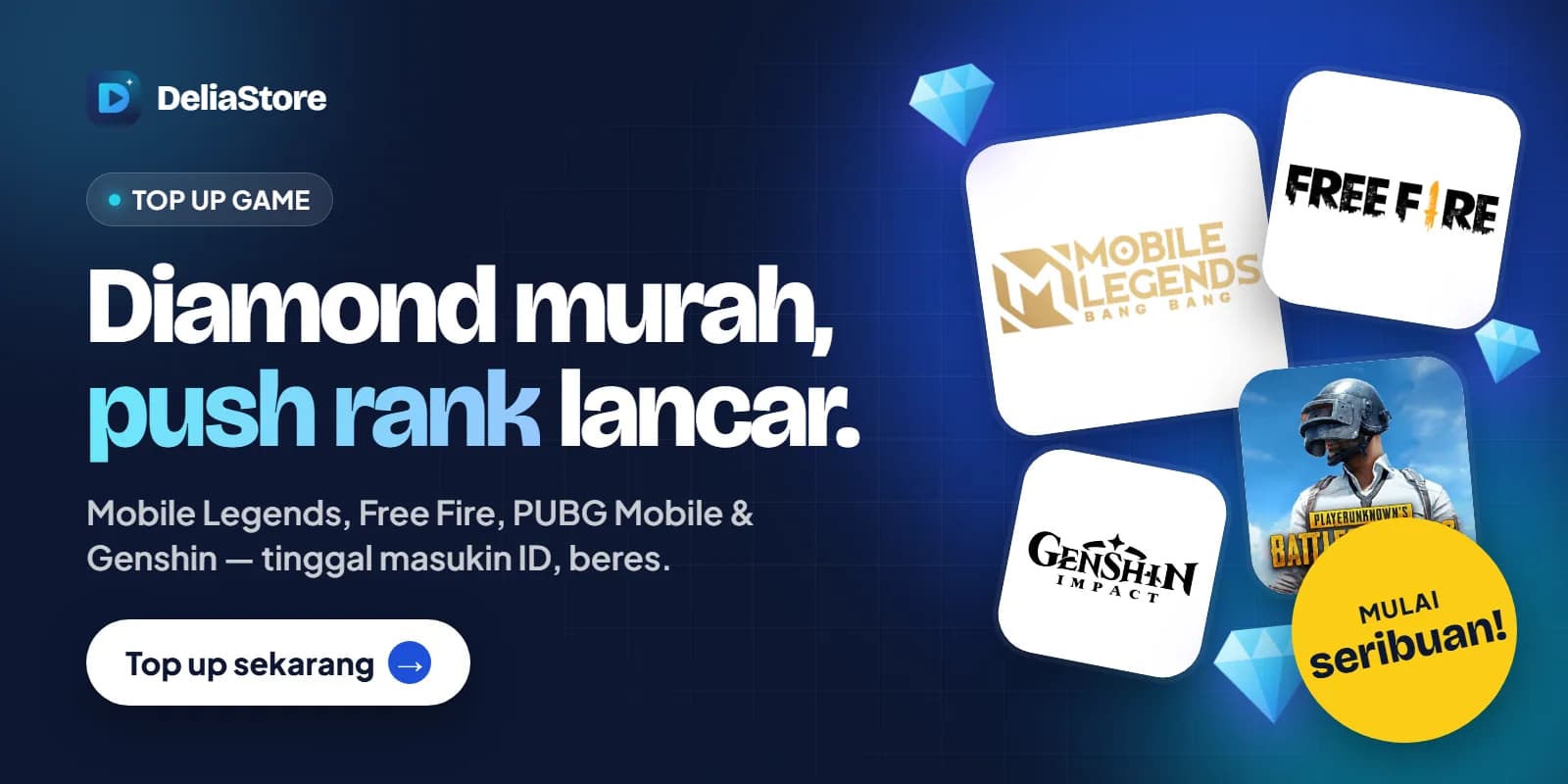 Diamond Mobile Legends & Free Fire mulai seribuan