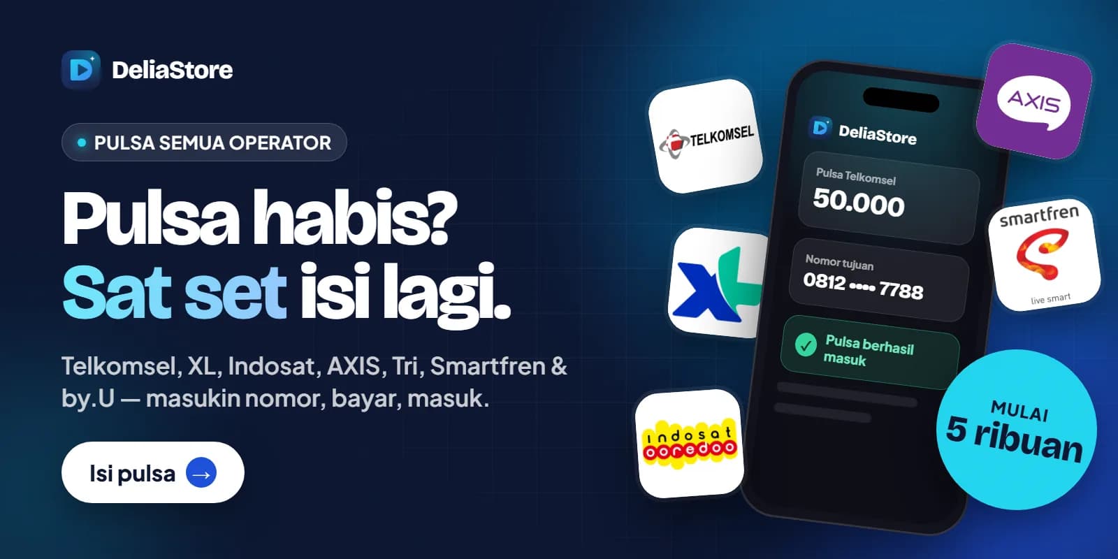 Pulsa semua operator, tinggal masukin nomor
